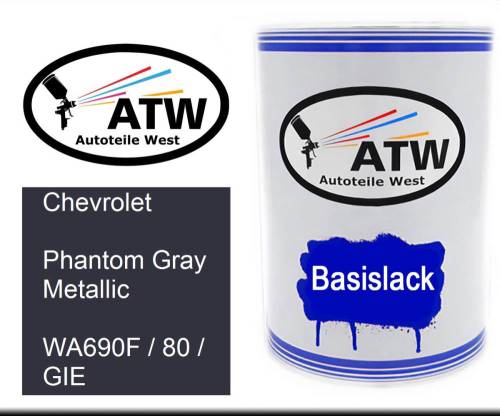 Chevrolet, Phantom Gray Metallic, WA690F / 80 / GIE: 500ml Lackdose, von ATW Autoteile West.
